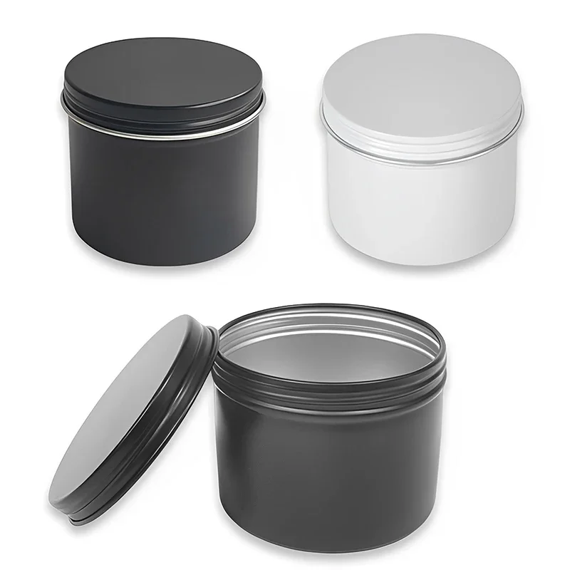 Black Tin Candle - Latas de alumínio redondas, Frascos de