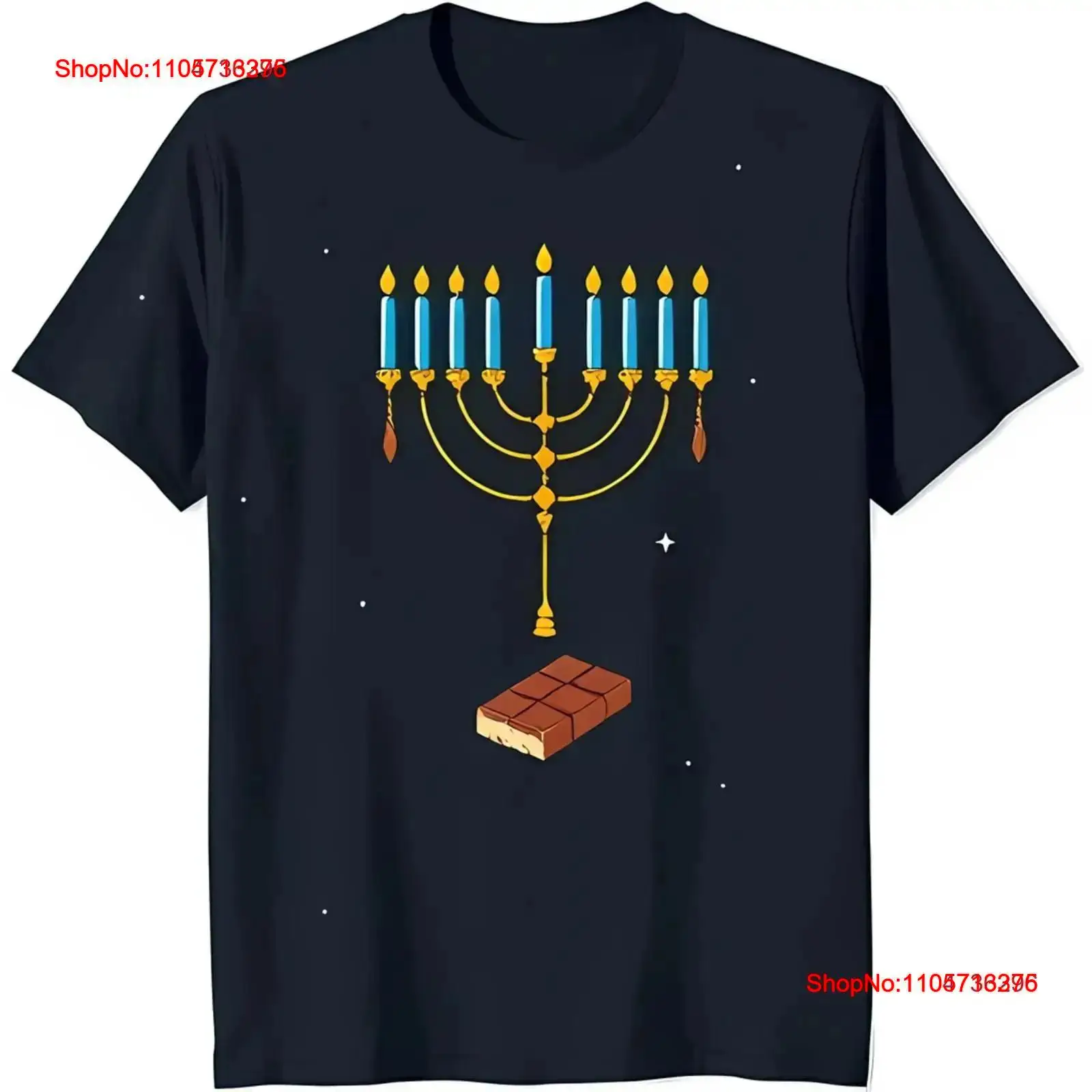 Black Tin Candle - Camiseta Preta Festiva com Menorá Dourada,