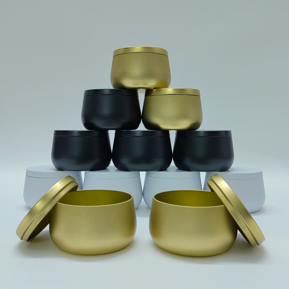 Black Tin Candle - 12pçs 8oz frascos de vela de