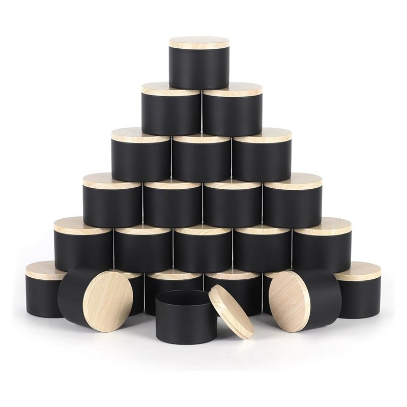Black Tin Candle - Pacote com 24 latas pretas para