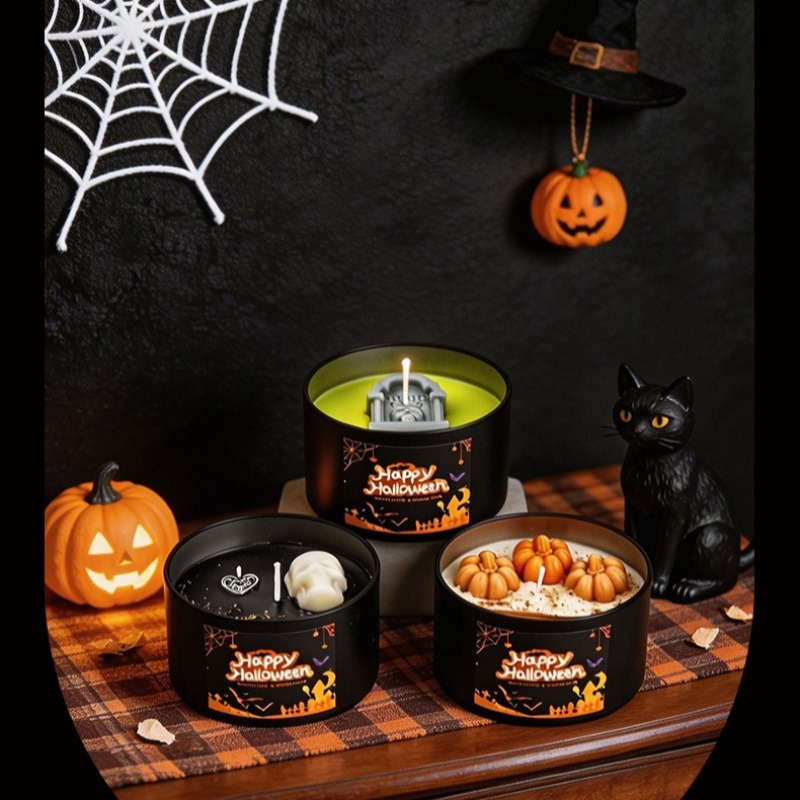 Decoração de Halloween para o  - Black Tin Candle avaliação e preço