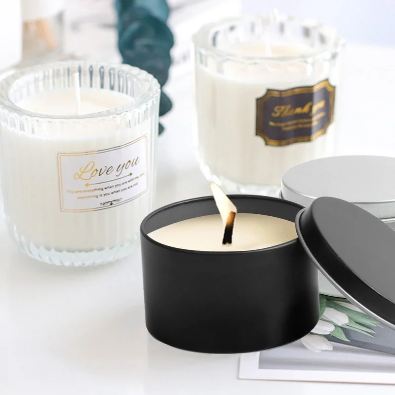 12/24 pçs caixa de lata de met - Black Tin Candle avaliação e preço