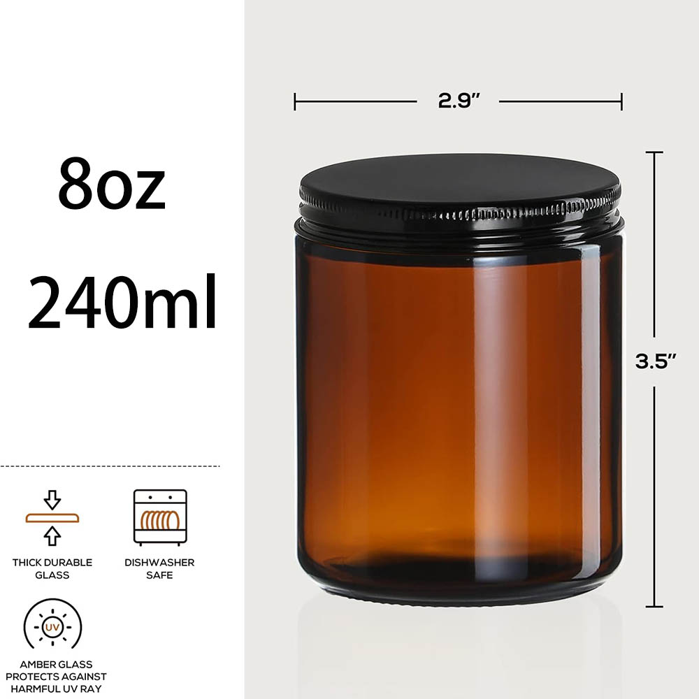 Frascos de Vidro Âmbar de 8oz  - Black Tin Candle avaliação e preço